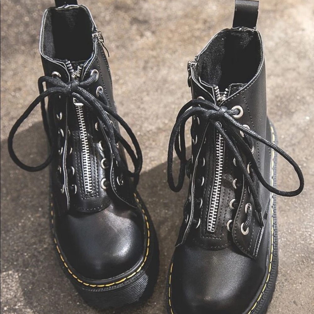 Zip Front Lace-up Combat Boots